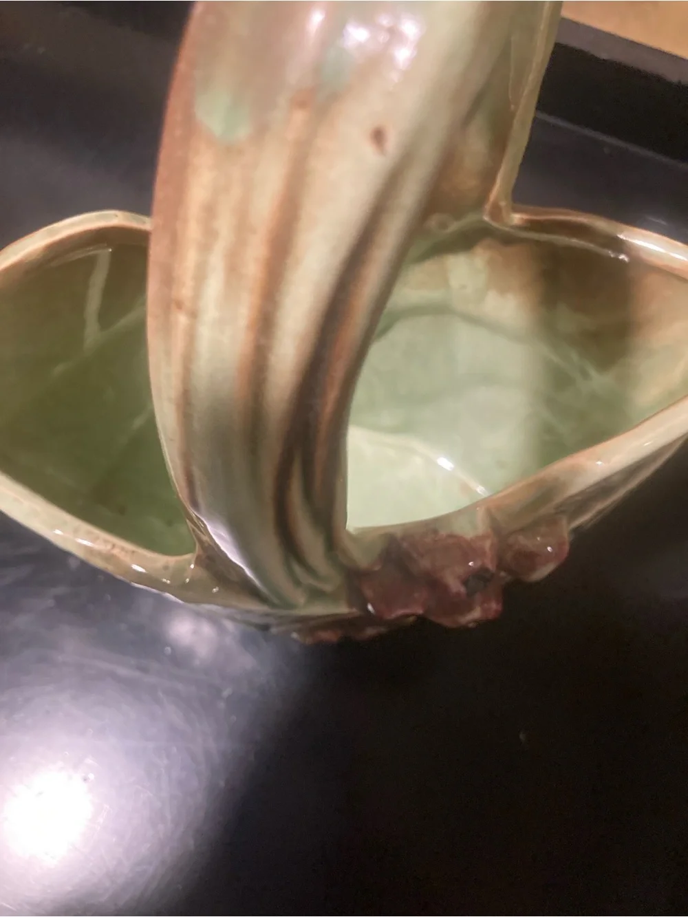 Vintage McCoy GREEN Basket pottery with Berries